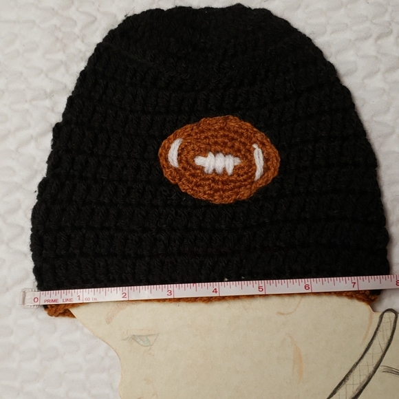 Handmade Football Hat. Sports. Crochet Beanie - Picture 4 of 5